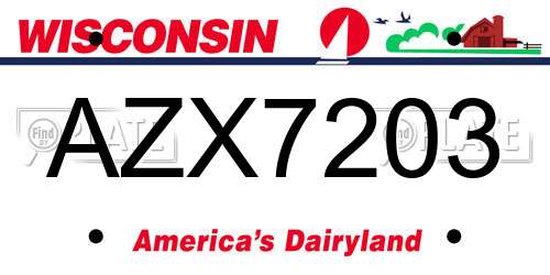 AZX7203 Wisconsin License Plate