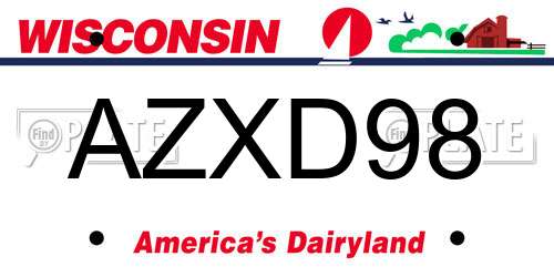 AZXD98 Wisconsin License Plate