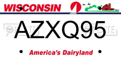 AZXQ95 Wisconsin License Plate