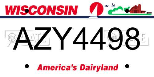 AZY4498 Wisconsin License Plate