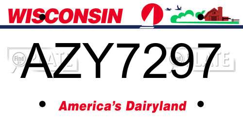 AZY7297 Wisconsin License Plate