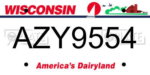 AZY9554 Wisconsin License Plate