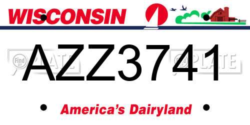 AZZ3741 Wisconsin License Plate