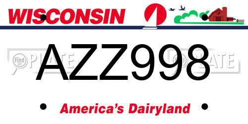 AZZ998 Wisconsin License Plate