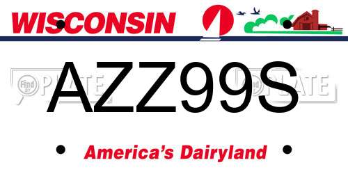 AZZ99S Wisconsin License Plate