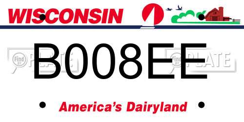 B008EE Wisconsin License Plate