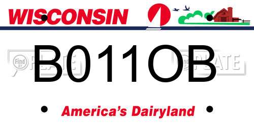 B011OB Wisconsin License Plate