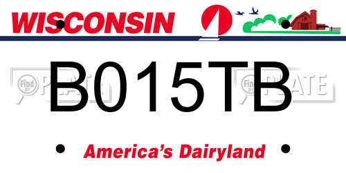 B015TB Wisconsin License Plate