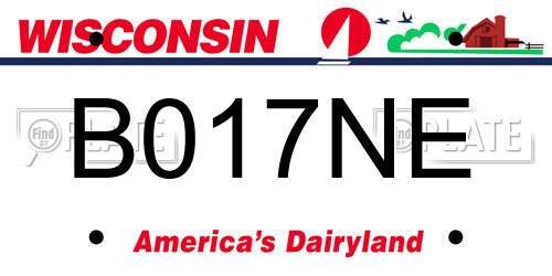 B017NE Wisconsin License Plate