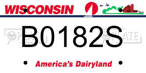 B0182S Wisconsin License Plate