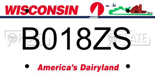B018ZS Wisconsin License Plate