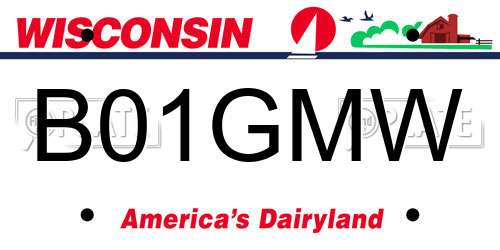 B01GMW Wisconsin License Plate