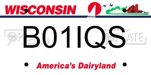 B01IQS Wisconsin License Plate