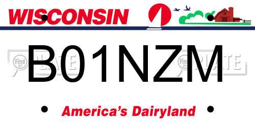 B01NZM Wisconsin License Plate