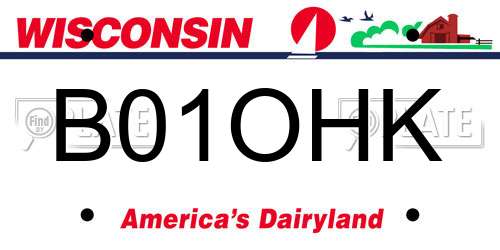 B01OHK Wisconsin License Plate