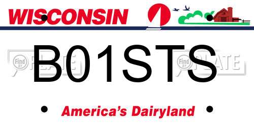 B01STS Wisconsin License Plate