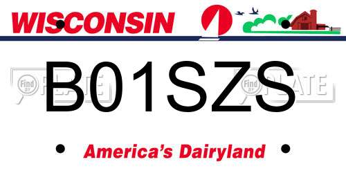 B01SZS Wisconsin License Plate