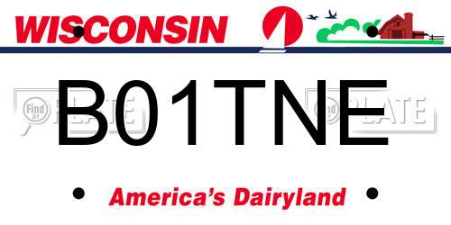 B01TNE Wisconsin License Plate