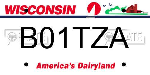 B01TZA Wisconsin License Plate