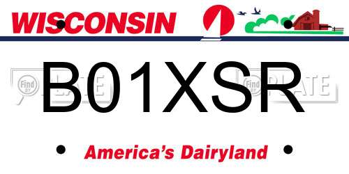 B01XSR Wisconsin License Plate