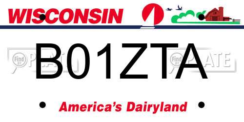 B01ZTA Wisconsin License Plate