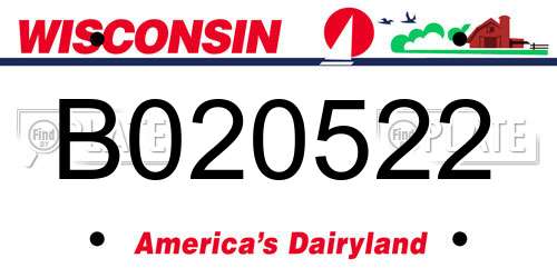 B020522 Wisconsin License Plate