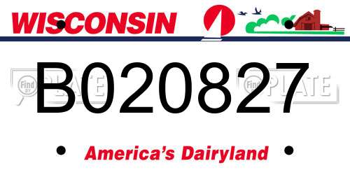 B020827 Wisconsin License Plate