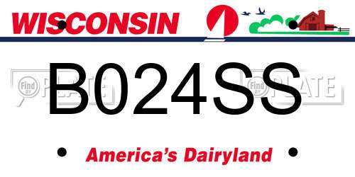 B024SS Wisconsin License Plate