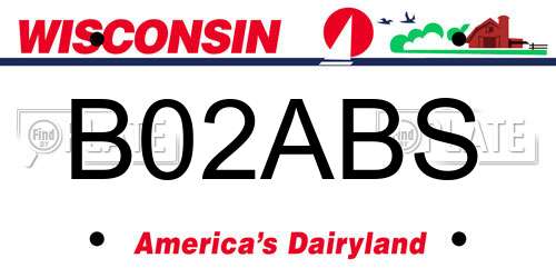 B02ABS Wisconsin License Plate