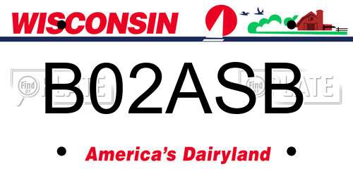 B02ASB Wisconsin License Plate