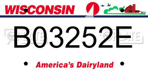 B03252E Wisconsin License Plate