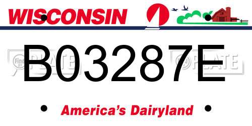 B03287E Wisconsin License Plate