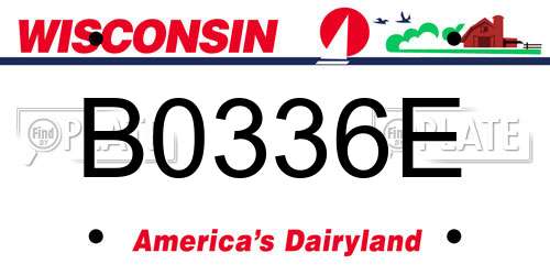 B0336E Wisconsin License Plate