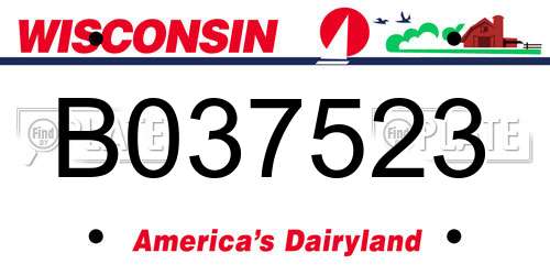 B037523 Wisconsin License Plate