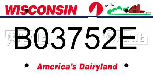 B03752E Wisconsin License Plate