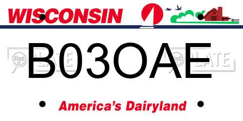 B03OAE Wisconsin License Plate