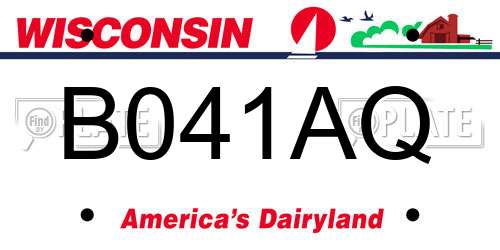 B041AQ Wisconsin License Plate