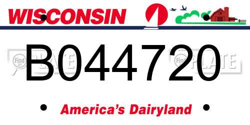 B044720 Wisconsin License Plate