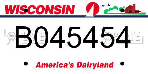 B045454 Wisconsin License Plate