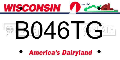 B046TG Wisconsin License Plate