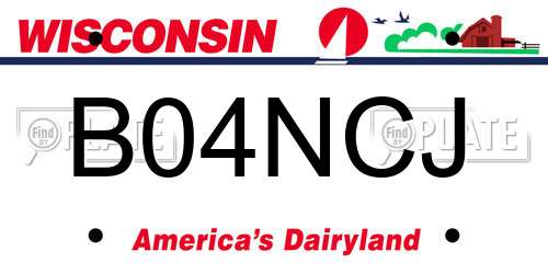 B04NCJ Wisconsin License Plate