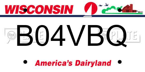B04VBQ Wisconsin License Plate