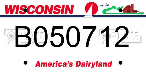 B050712 Wisconsin License Plate