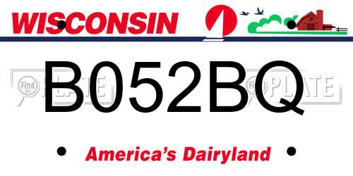 B052BQ Wisconsin License Plate