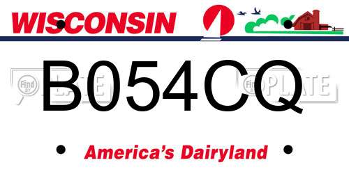 B054CQ Wisconsin License Plate