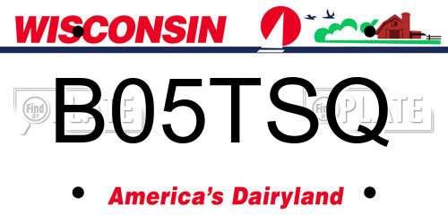 B05TSQ Wisconsin License Plate