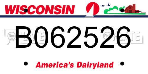 B062526 Wisconsin License Plate