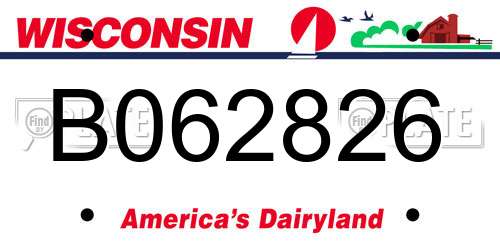 B062826 Wisconsin License Plate