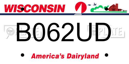 B062UD Wisconsin License Plate