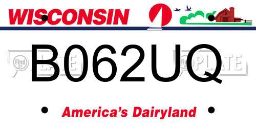 B062UQ Wisconsin License Plate